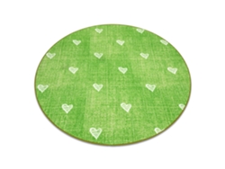 Alfombra Para Niños Hearts Circulo Jeans, Vintage Corazones - Verde (circulo 170 cm)