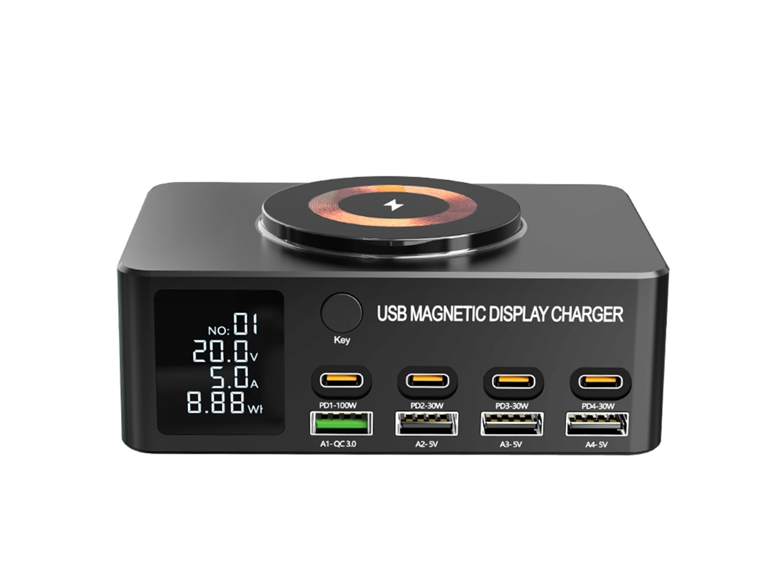 Estación De Carga Para Múltiples Dispositivos De 8 Puertos Y 140w Con Carga Rápida Inalámbrica Pd/qc3.0/usb-c