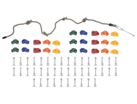 vidaXL Presas de escalada con cuerda 25 piezas multicolor