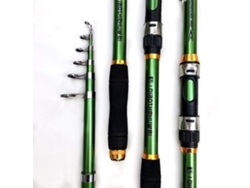Caña De Pescar Mar, 2,1 M A 3,6 M, Para Carpas, Telescópica Fibra Carbono (verde, 2,4 M),