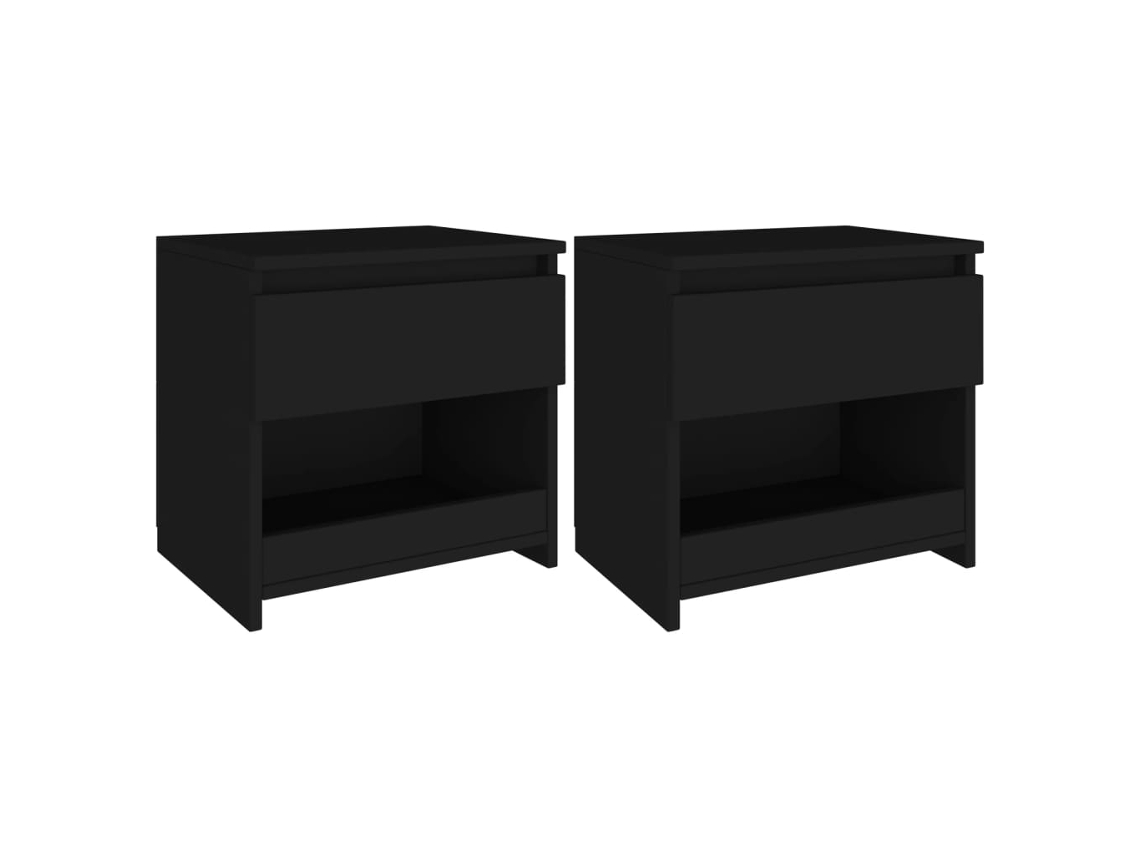 Mesitas de Noche LOVELY HOME Mesinha 2 Pcs 40X30X39 Cm Contraplacado Preto