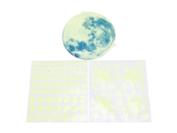 Calcomanías Luminosas Para Pared Con Luna Y Estrellas Glow In The Dark Decoración Para Dormitorio Sala Verde