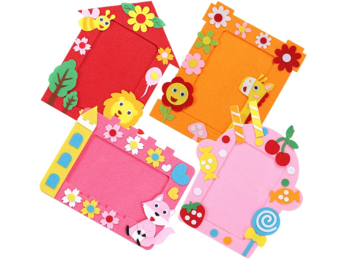 4 Piezas Armar Marcos Fotos Tejida Naranja Niños Niñas Adorable Creativo Cultivar Interés Desarrollar