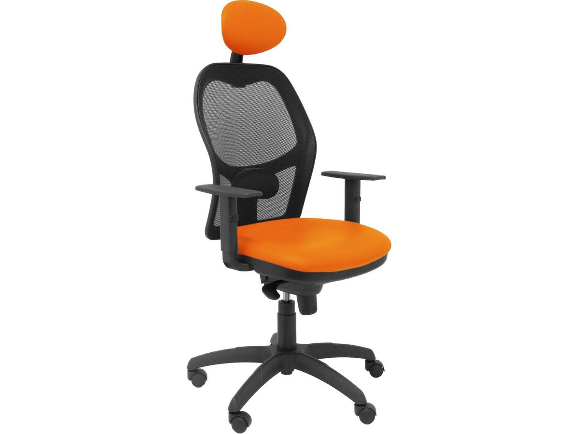 Silla de Escritorio Ejecutiva PIQUERAS Y CRESPO Jorquera Naranja y Negro (Cabecero fijo - Malla y Similpiel)