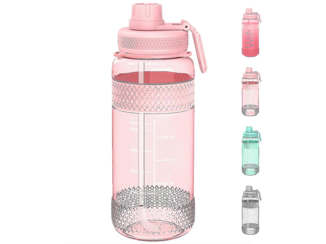 Botella Deportiva Con Pajita, 1l, Con Marcador Y Tapa Antifugas, Rosa Rosewell