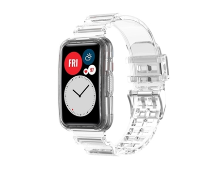 Correa de reloj inteligente para Huawei Watch Fit 2 Correa de reloj de silicona transparente incorporada (blanco transparente)