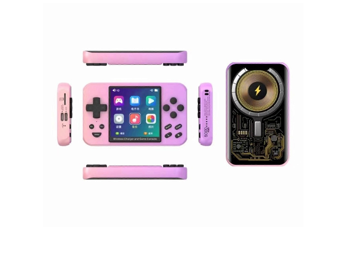 Consola De Juegos Retro De Cuerpo Metálico Completo, Portátil, Con 6000 Juegos Integrados, Carga De 15 W, Color Rosa.