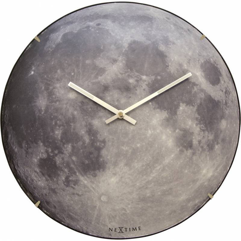 Nextime Reloj De pared moon dome muy silencioso luna brillante en la oscuridad redondo ø 35 3164