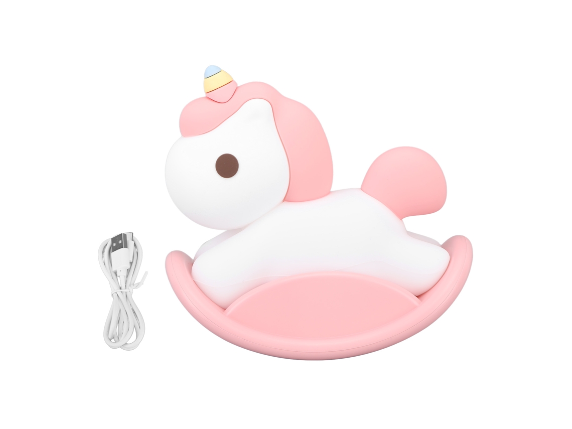 Rebe-luz Nocturna De Silicona Led Para Niños Cargable Usb Linda Caballo Bebé Con Temporizador Para Guardería Rosa