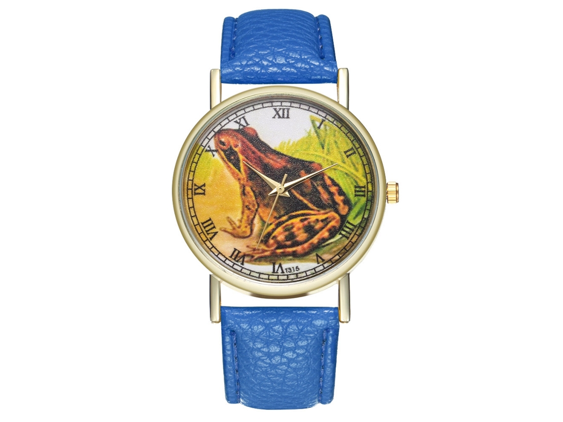 Reloj De Pulsera Analógico Con Esfera Redonda Y Movimiento De Cuarzo - Azul Real