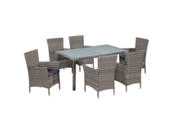 Juego de comedor de exterior de 7 piezas DKD Home Decor con cojines de mimbre gris