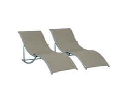 Juego de 2 tumbonas plegables, de aluminio y tela, 61x165x63cm