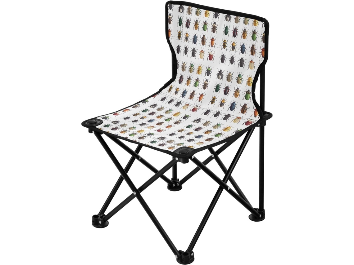 Silla de camping Alipis de hierro y tela, con patas plegables, portátil, ligera y duradera (sin marca).