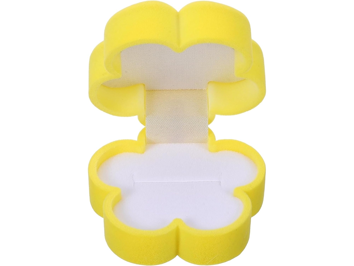 Terciopelo Forma Anillos Compromiso Estuche Ligero Compacto Bodas Pedidas Caja Flor Mano