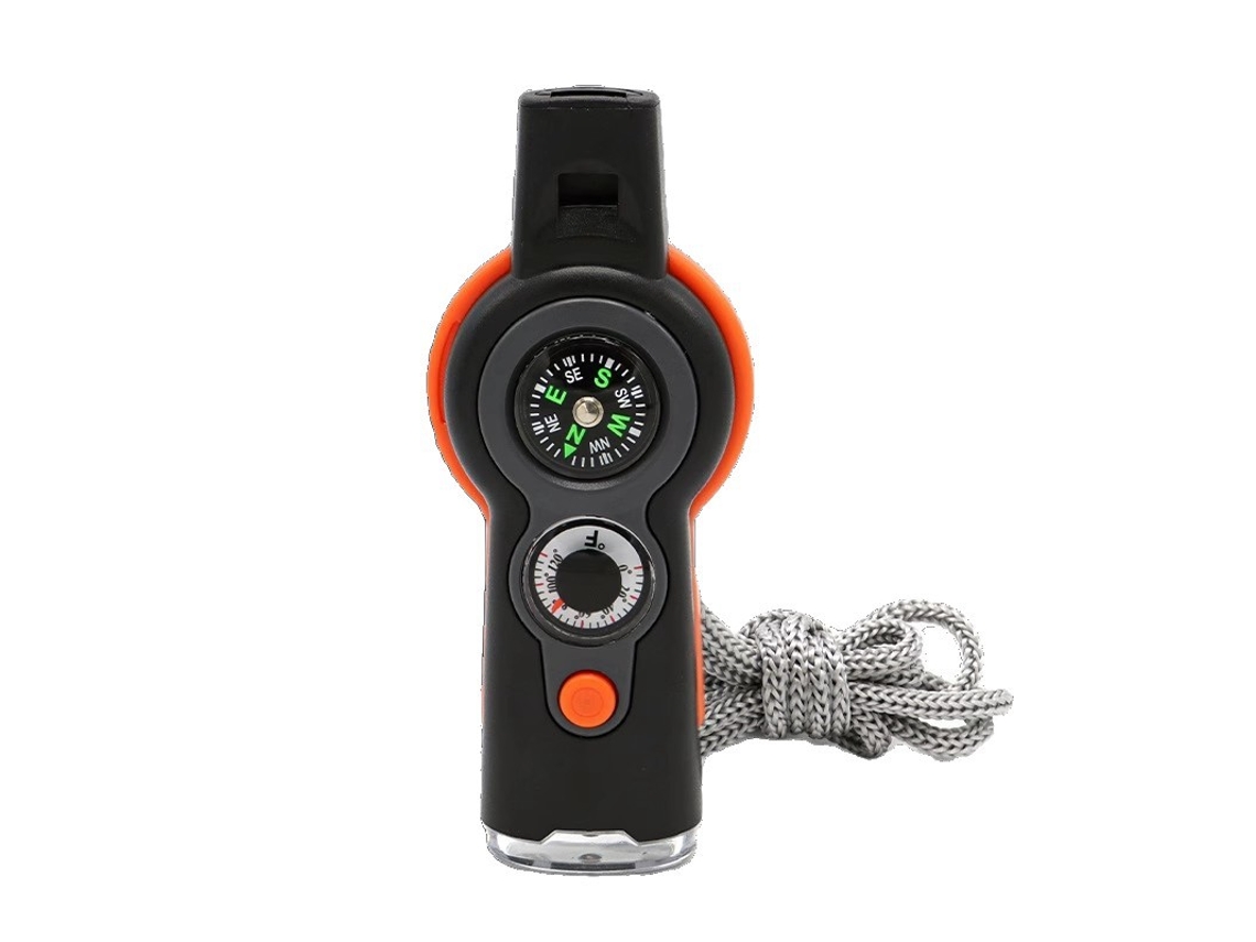 Silbato De Supervivencia 7 En 1 Con Brújula, Termómetro Y Led, Accesorio Multifuncional Para Actividades Terraza Exterior, Resistente