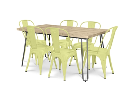 Pack Mesa Comedor Diseño Industrial 150Cm Pack 6 Sillas Comedor Diseño Industrial Hairpin Stylix TOLIX STYLE