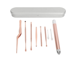 Kit De Limpieza De Oídos Con Luz Led - Oro Rosa Para La Eliminación De Cerumen, Ideal Para El Hogar Y Los Viajes.