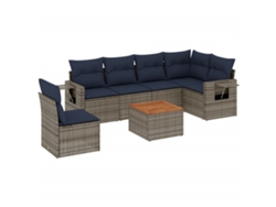 Maison Exclusive - Conjunto De Sofá De Jardín De 7 Piezas Con Cojines, Poliratán Gris