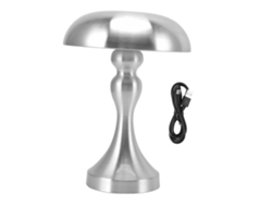 2026-lámpara De Mesa Recargable Forma De Champiñón 3 Velocidades Regulable Por Toque Luz Nocturna Led Plata Para Hogar