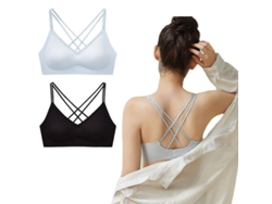 2026-2 Pack Brassieres Para Mujer Sin Costuras Con Tirantes Cruzados Cuello En V Sin Alambre Suave Para Deporte Y Uso Diario