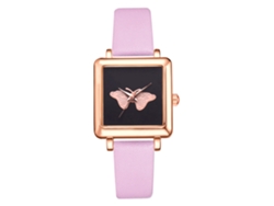Reloj De Pulsera Casual Para Mujer Lvpai De Piel Sintética Con Esfera Cuadrada Rosa