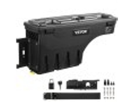 VEVOR Caja de almacenamiento de cama de camión, 6,6 galones /20 litros ABS caja de herramientas impermeable con cerradura de combinación, negro