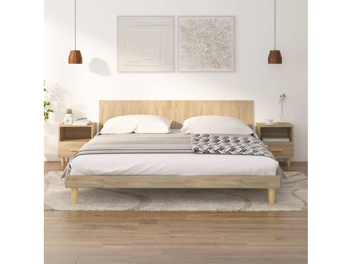 Mesitas de Noche LOVELY HOME Mesinha 2 Pcs 40X35X47 Cm Carvalho Sonoma