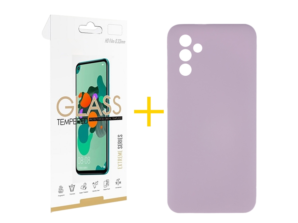Pack 1 X Película de Vidrio Templado 2.5D + Funda SKYHE para Samsung Galaxy A16 5G Silicona Líquida Roxo
