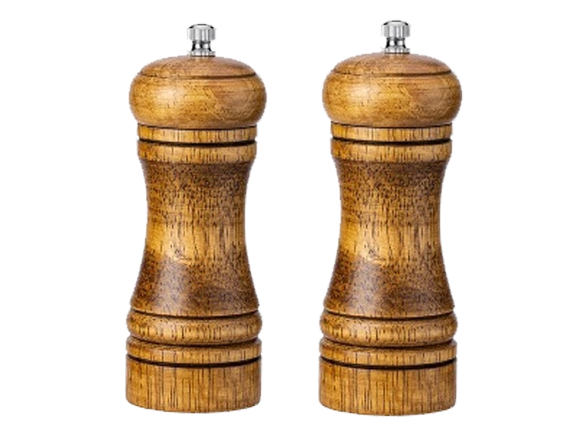 Molinillo de sal y pimienta de madera maciza de cerámica ajustable de 2 piezas Kofihety