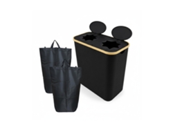 Relaxdays Recipiente Para Botellas Reciclables, 140 L, Hasta 60 Botellas, 2 Bolsillos, Recolector Negro