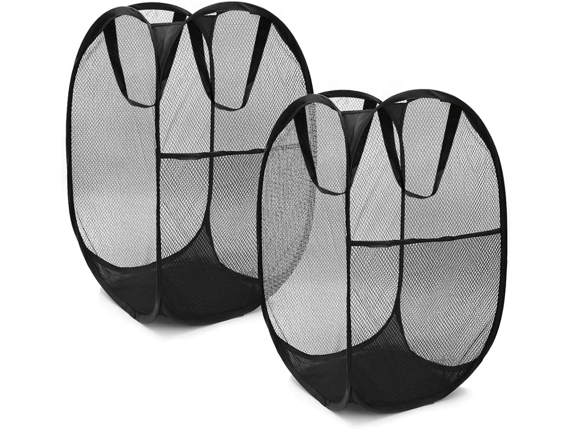 2 Cestas De Ropa Plegables Negras Con Asas, Ideales Para Dormitorio O Baño.