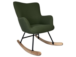 Silla mecedora en tejido de bucle verde caqui KAIRA