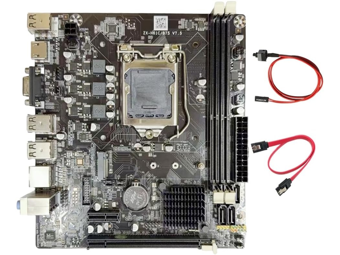 Placa Base H61 Para Ordenador Con Zócalo Lga1155, 2 Ranuras De Memoria Ddr3 E Interfaz Usb 6x.