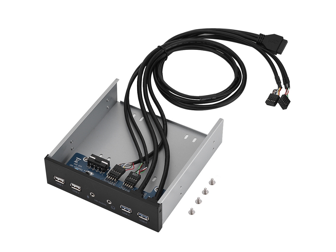 Panel Frontal Metálico De Hub Usb Con 19 Pines A Interfaz Dual Usb 3.0 2.0 Mic Audio 6