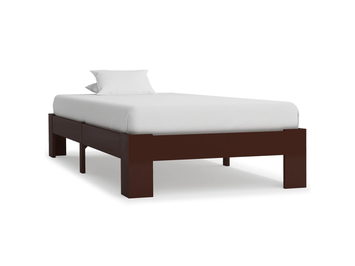 Estructura Cama Sin Colchón Madera Pino Marrón Oscuro 90x200 Cm