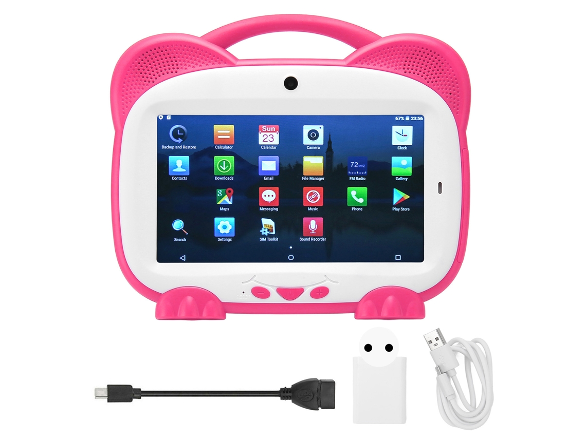 Tableta infantil de 7 pulgadas con Android 10.0, Wi-Fi, Bluetooth y llamadas, 4 GB/32 GB, color dorado
