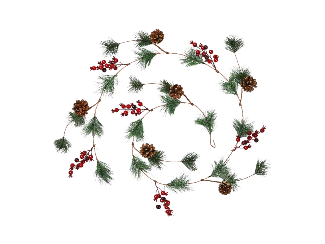 Adorno navideño de pared con piñas de 1,8 m (sin luces)