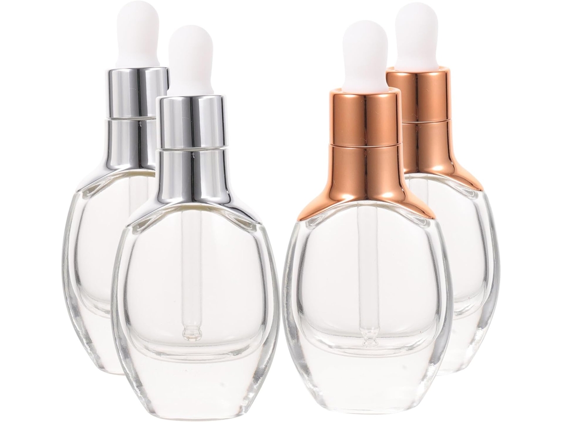 Juego De 4 Frascos Goteros De Vidrio Vacíos Para Aceites Esenciales Y Perfumes