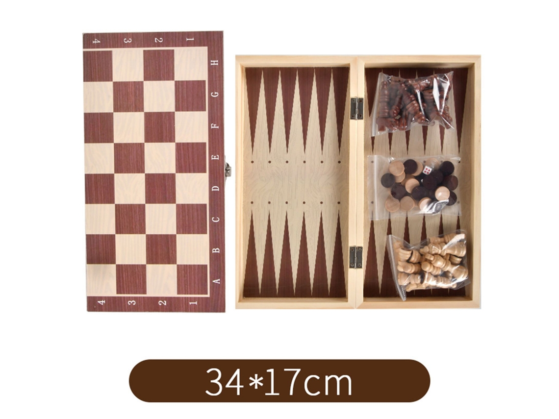 2026-set De Ajedrez Madera 3 En 1 Ajedrez Damas Backgammon Portátil Para Adultos Y Niños