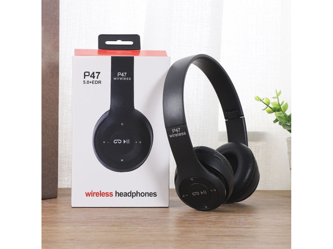 Auriculares Bluetooth Plegables Con Graves Potentes Para Deportes, Estudio Y Trabajo, Inalámbricos, Negros.