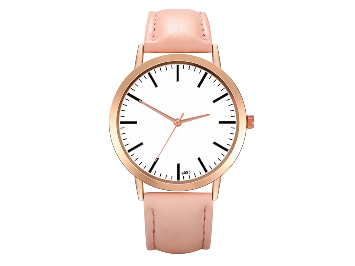 Elegante Reloj De Pulsera Para Mujer Con Cuarzo Rosa Y Correa De Cuero.
