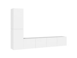 Conjunto de mueble para TV de 4 piezas, madera procesada, blanco, MAISON EXCLUSIVE