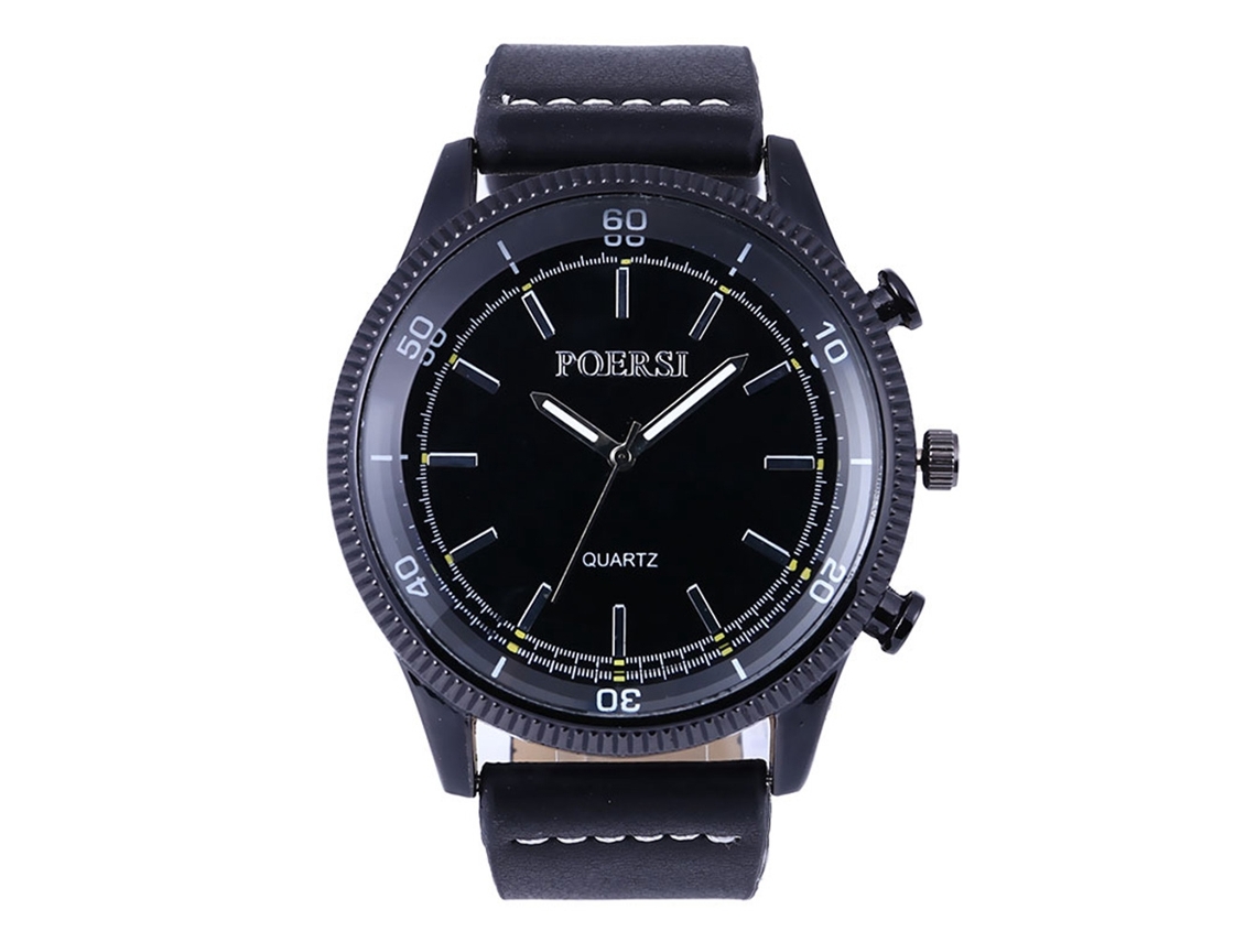 Reloj De Moda Para Hombre Con Correa De Piel Sintética Y Esfera Redonda Grande - Cuarzo