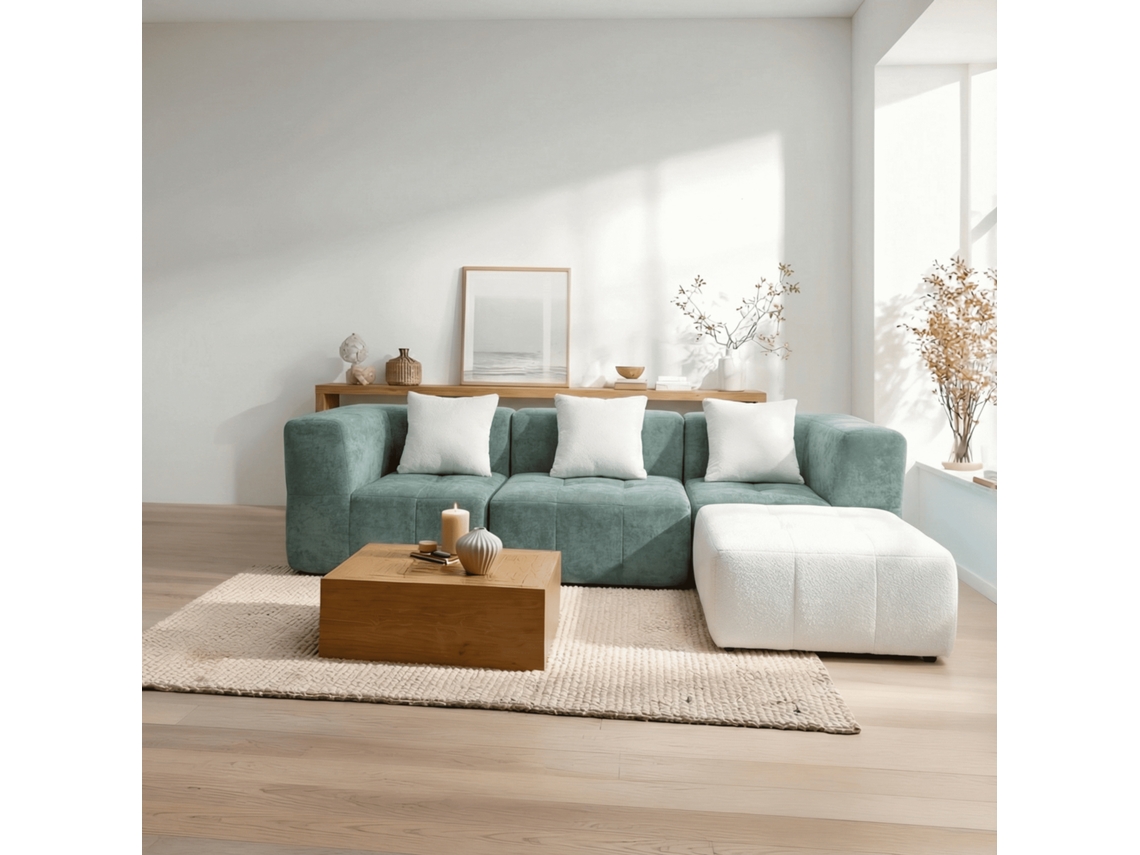 Conjunto de sofá Eden de Coco Living, completo de 3 plazas, verde salvia, blanco, COCO SPA