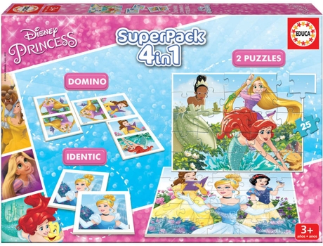 Juego de Mesa EDUCA Superpack Disney Princess (Edad Mínima: 3 Años - Dificultad: Baja)