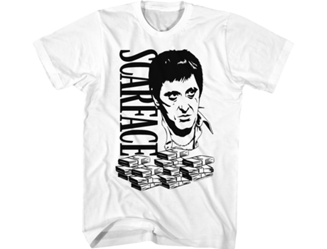Camiseta Unisexo DEEPSTONE Get The Money Scarface Blanco (M)
