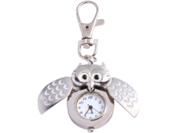 Reloj Bolsillo Forma Aleación Blanca Práctico Llavero Diseño Retro Fácil Diario Búho Leer Uso