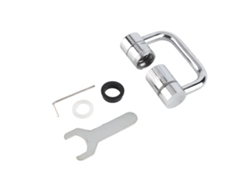 Brazo extensor mecánico giratorio de acero inoxidable para grifo con diseño antisalpicaduras.