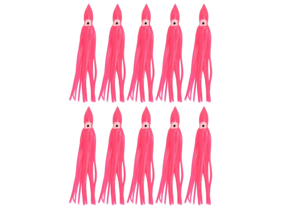 Danu26-10pcs Cebos De Calamar De Pvc Para Pesca Trolling Rojo Claro 18cm/7.1in Para Agua Dulce Y Salada