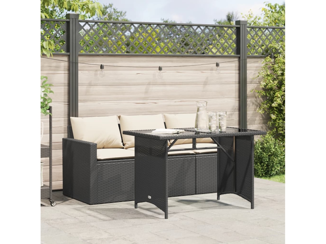 Conjunto de comedor de jardín de 2 piezas DKD Home Decor con cojines de mimbre negros